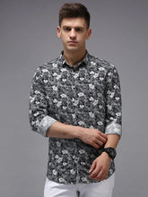 Men Blue Printed Casual Shirt-JHONOPRINT-1482-Navyblue